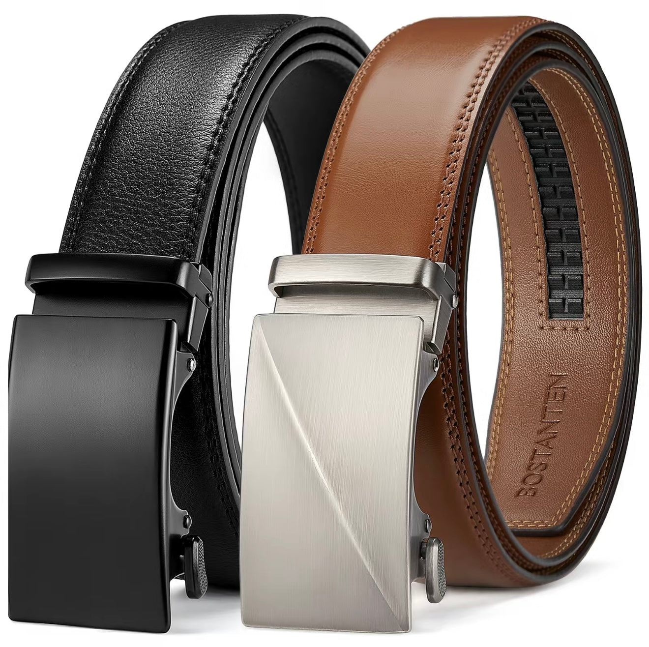 BOSTANTEN Mens Belt Leather Belt with Micradjust Technology® Buckle